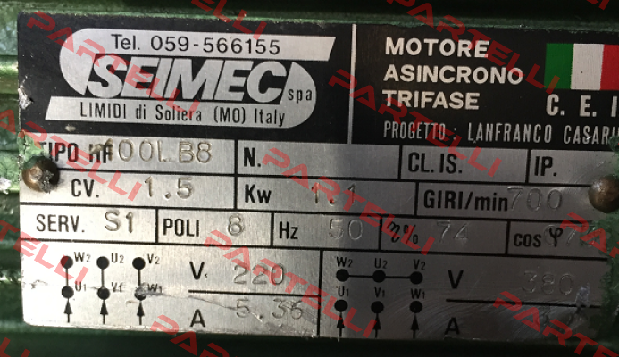 OOL B8 obsolete replaced by HB 100LB 8 230.400-50 B5 Seimec (Rossi)