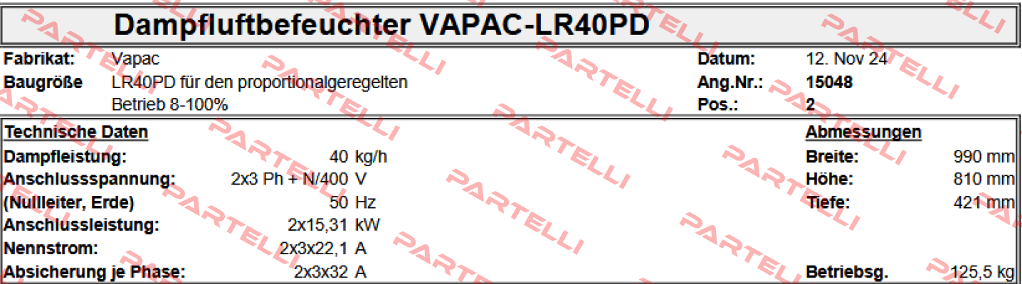 JLR40PD S Vapac