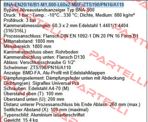 BNA-EN20/16/B1-M1,800-L60x2-MRF-ZTS190/PN16/A110 Ksr Kuebler