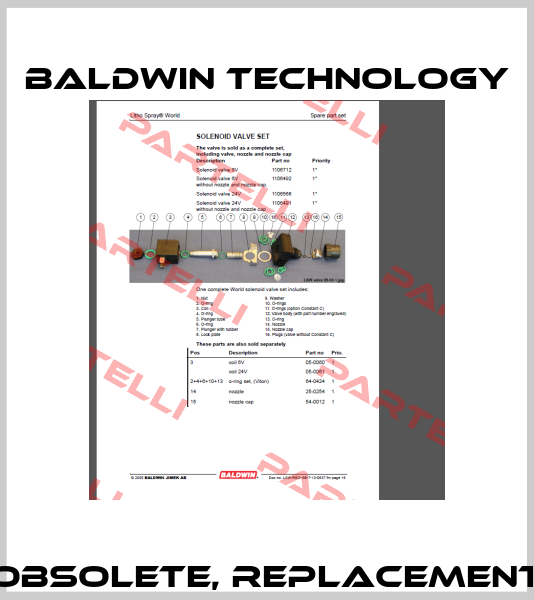 1106492 obsolete, replacement J1112126  Baldwin Technology