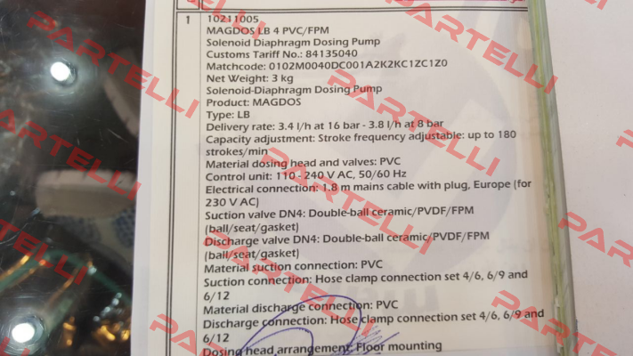 MAGDOS LB 4 PVC/FPM(10211005)  Lutz-Jesco