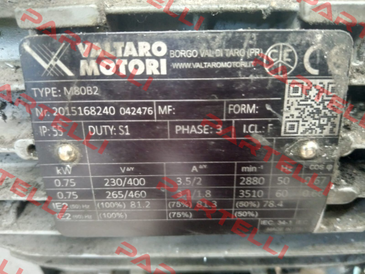 080/2P/0.75KW/230-400-50/B5 Valtaro Motori