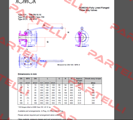 Plug valve, type 131-ISO DN 40  PN 10  Xomox