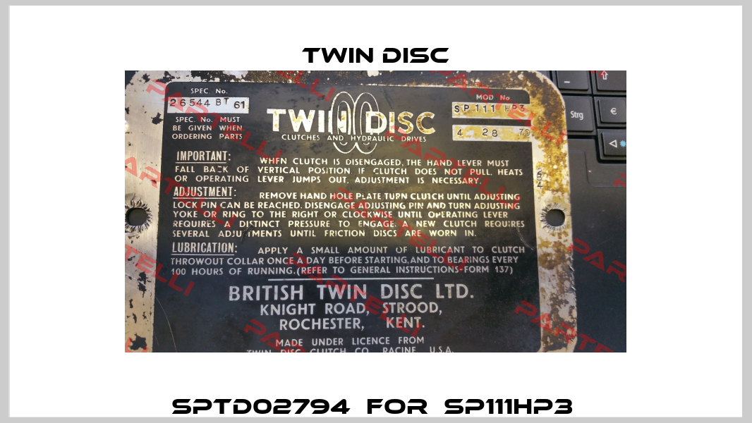 SPTD02794  for  SP111HP3  Twin Disc