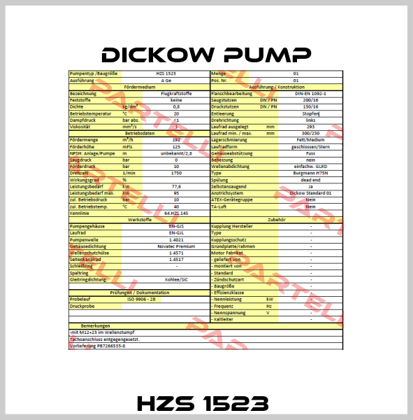 HZS 1523  Dickow Pump