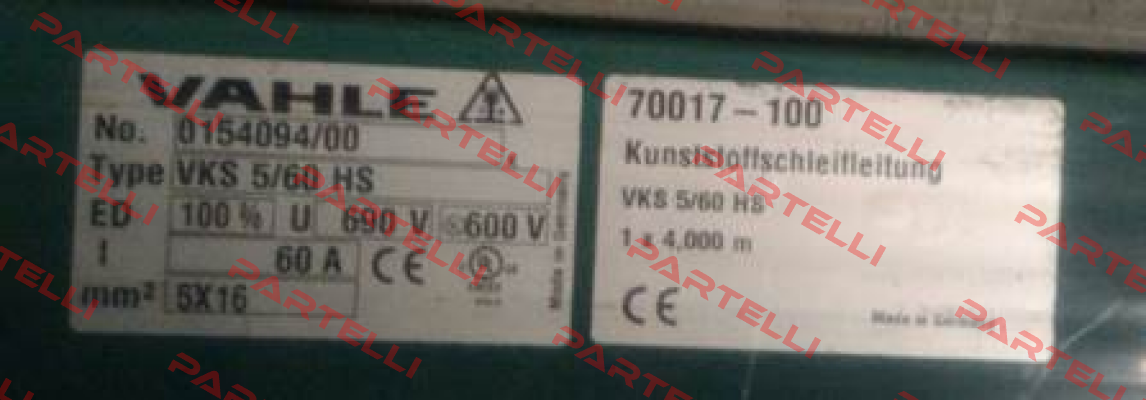 P/n: 0154094/00, Type: VKS5/63-4000HSA Vahle