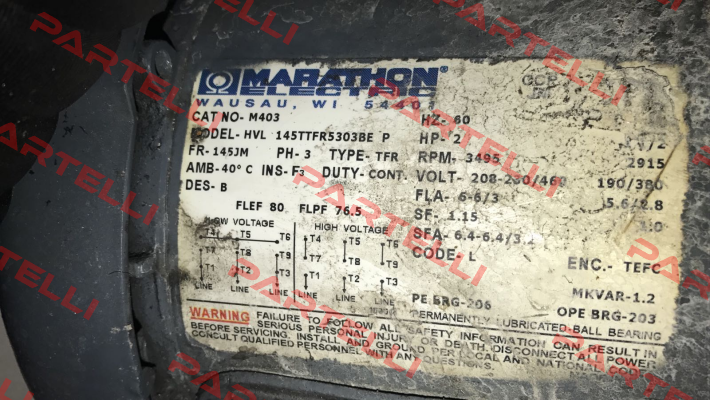 HVL 145TTFR5303BE P - obsolete , replaced by 145TTFR16013   Marathon (Regal)