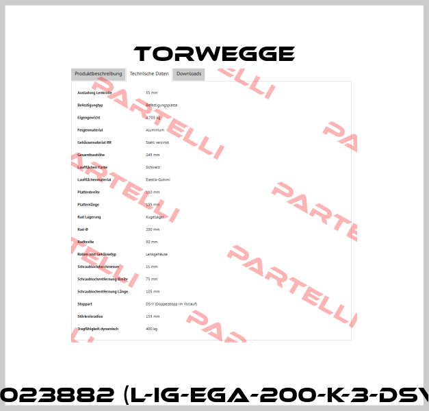 0023882 (L-IG-EGA-200-K-3-DSV) Torwegge