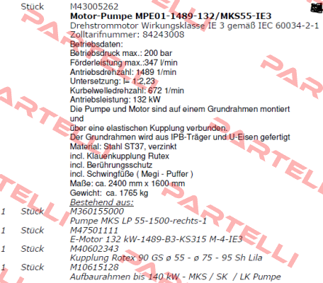 MPE01-1489-132/MKS55-IE3  Pratissoli