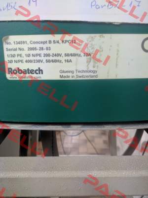 Nozzle  for No. 134591, Concept B 5/4, KPC12       S/N: 2005-28-03  Robatech