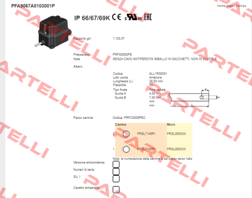 PFA9067A0103001P Ter Tecno Elettrica Ravasi