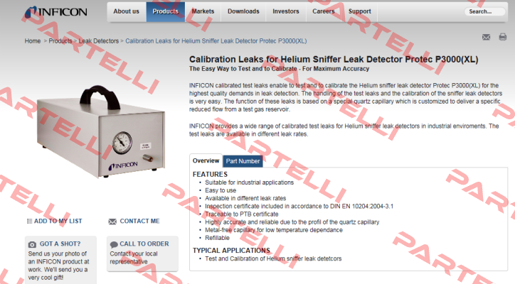 Calibration Leaks for Helium Sniffer Leak Detector Protec P3000(XL) Inficon