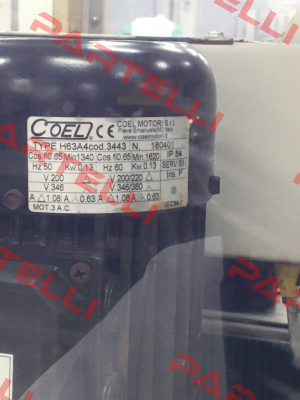 H63A4 code 3443  COEL MOTOR 