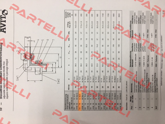 SV102-1015-01 , type  SV 10x1,5 G 3/8"A NBR   Avit