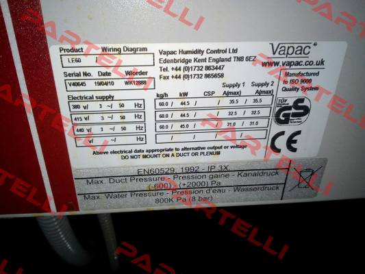 LE60D Vapac