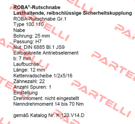 P/N: 0000768-2 Type: 100.110 ROBA-Rutschnabe Gr. 1 mit Standardkettenrad  Mayr