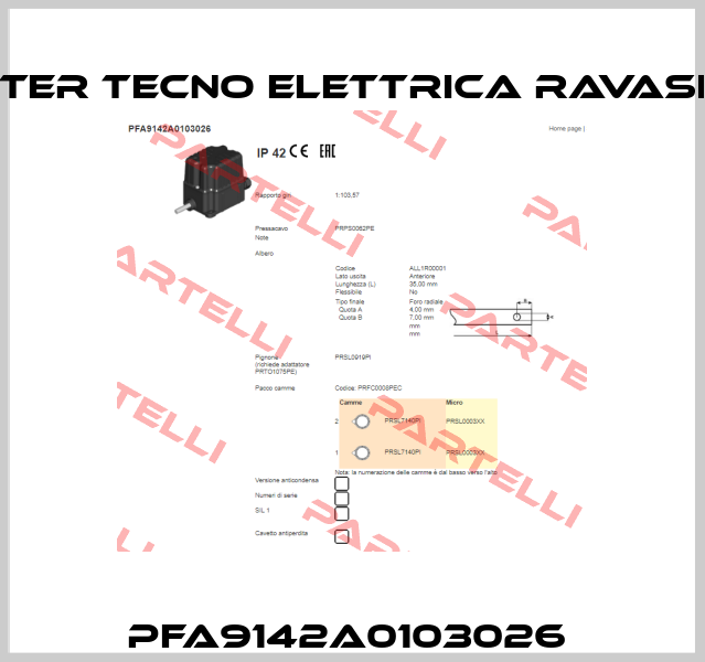 PFA9142A0103026  Ter Tecno Elettrica Ravasi