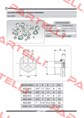  ASG-001, alternative is Level gauge eye 1"  Winman