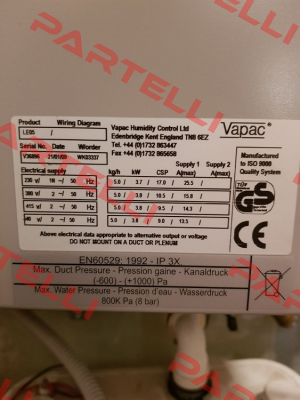 Steam Cylinder for VAPAC( S/N V36896 ) Vapac