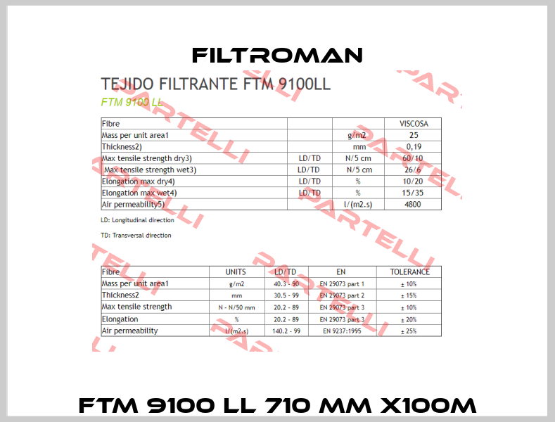  FTM 9100 LL 710 MM X100M  Filtroman