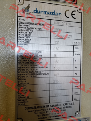 Hydraulic pressure gauge for Type: HAP30120  Pakkens