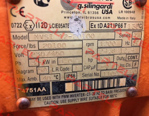 (US REFERENCE NUMBER) - MVSI 12-20100- (MVSI 10/10000-S02) EU- REFERENCE NUMBER   Italvibras