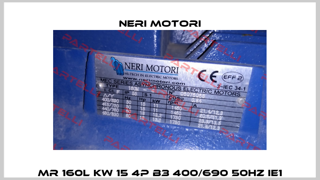MR 160L KW 15 4P B3 400/690 50HZ IE1 Neri Motori