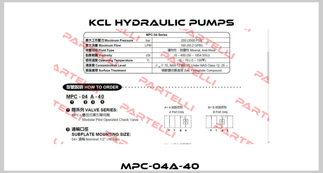 MPC-04A-40  KCL HYDRAULIC PUMPS