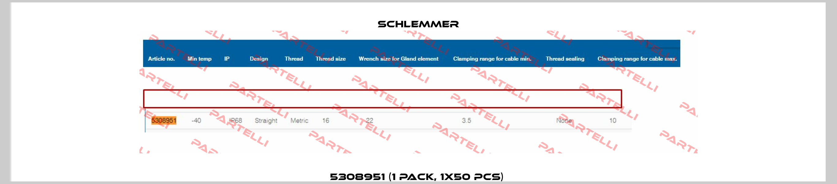 5308951 (1 pack, 1x50 pcs)  Schlemmer
