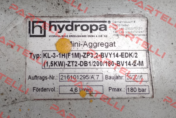 KL-3-1H (F1M)-ZP3.2-BVY14-EDK/2 -OEM Hydropa