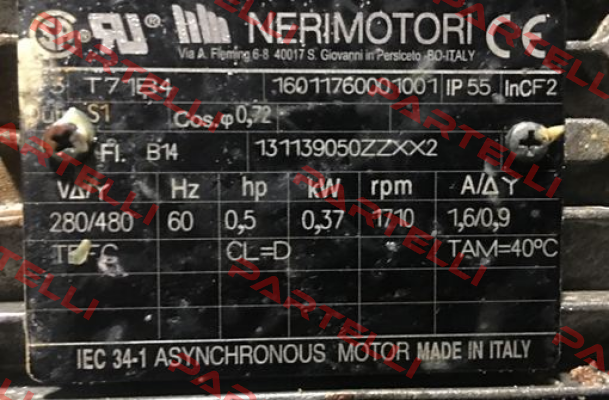 T71B 037 4P B14 MULT+UL-CSA Neri Motori