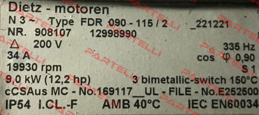 FDR 090-115/2 NR.623362 OEM for  Zünd Systemtechnik AG Dietz-Motoren