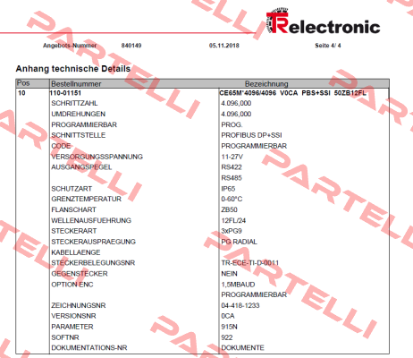 110-01151 TR Electronic