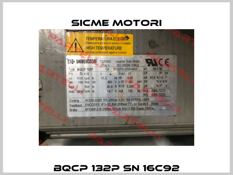 BQCP 132P SN 16C92 Sicme Motori
