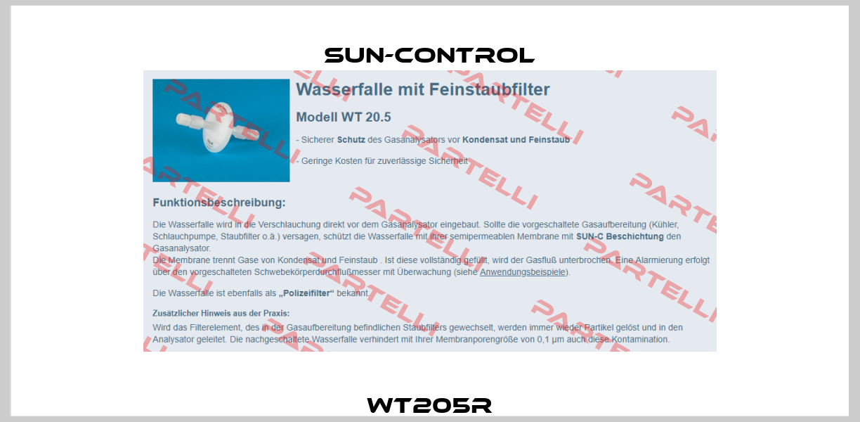 WT205R SUN-Control