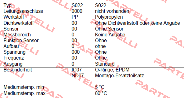 P/N: 00561230, Type: S022-0000-PP00-00-0-00-0-000/00-0 * IC07+ND07 Burkert