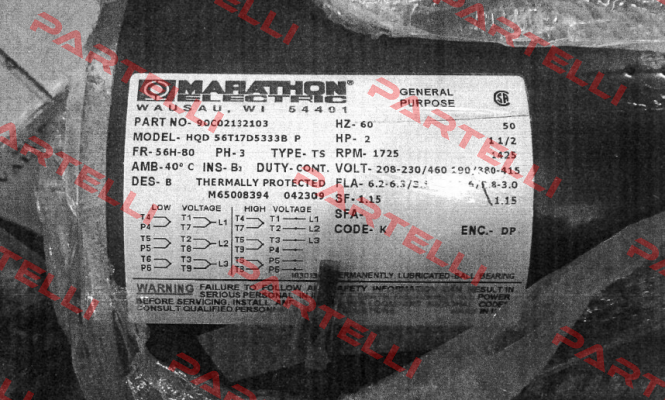 P/N: 90C02132103, Model: HQD 56T17D5333B P obsolete, replacement 5K49UN4086X Marathon (Regal)