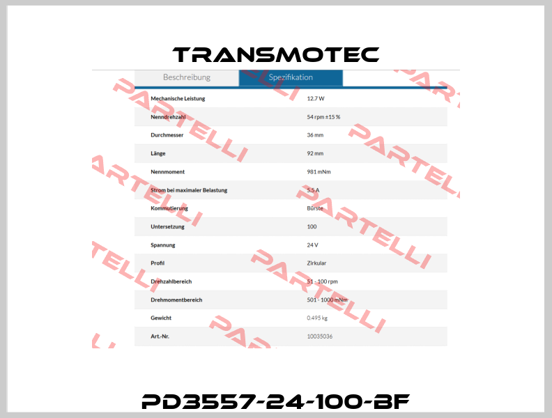 PD3557-24-100-BF Transmotec