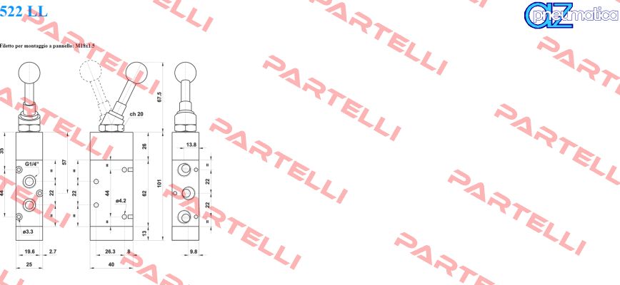 01.050.4 Type 522 LL, 1/4" AZ Pneumatica