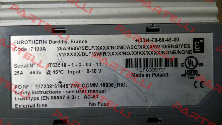 7100A obsolete/replacement EPACK-1PH/25A/500V/V2/XXX/TCP/XXX/XXXXX/HSP-25 Eurotherm