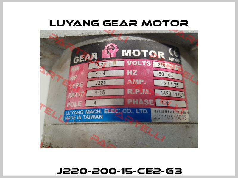 J220-200-15-CE2-G3 Luyang Gear Motor
