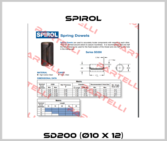 SD200 (Ø10 x 12) Spirol