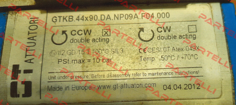 GTKB.44x90.DA.NP09A.F04.000 GT Attuatori
