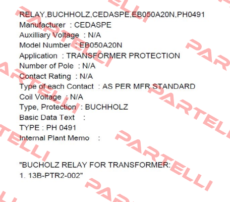 BEB050A20N0 old code/ BEB050A27N1new code Cedaspe