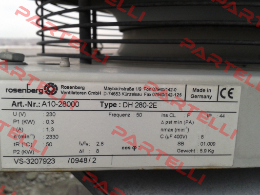 A10-28000 Type: DH 280-2E, vs-3207923/0948/2 obsolete , replacement DH 280-2 E.3EF IP44  Rosenberg