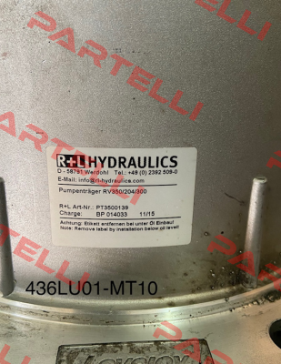 PN: PT3500139 / RV 350/204/300 R+L HYDRAULICS