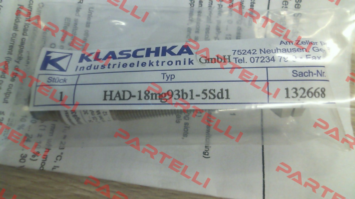 P/N: 132668 Type: HAD-18MG93B1-5SD1 Klaschka