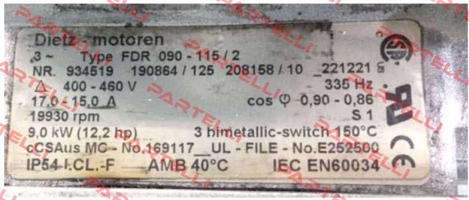 Turbine ventilation for motor FDR 090/115/2   Dietz-Motoren