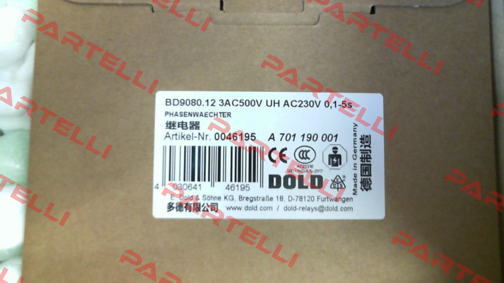 p/n: 0046195, Type: BD9080.12 3AC500V UH AC230V 0,1-5s Dold