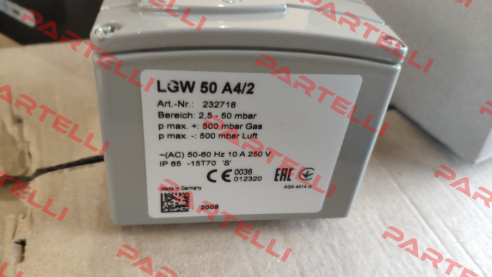 LGW 3 A4/2 AG-G3-MS9-V0-VS3 ST-SER 1P + CABLE SOCKET 3-PIN + PE GREY Dungs